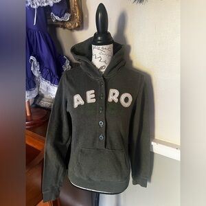 💚 Women's Aeropostale Heather Green Pullover Logo Hoodie Size S